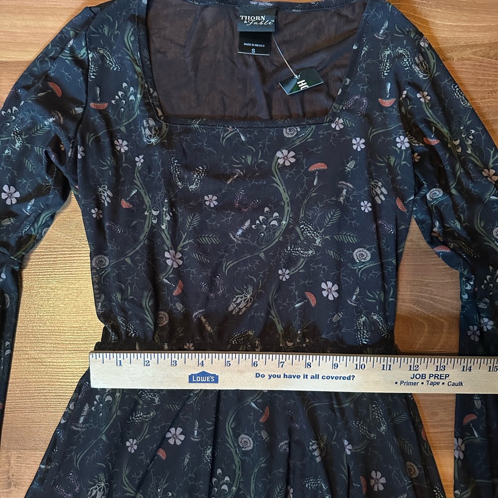 Thorn & Fable Mushroom Vines Mesh Dress With Bell Sleeves - Picture 4 of 10